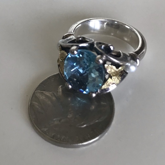 ANN KING STERLING/18K BLUE TOPAZ GEMSTONE RING - Picture 7 of 8